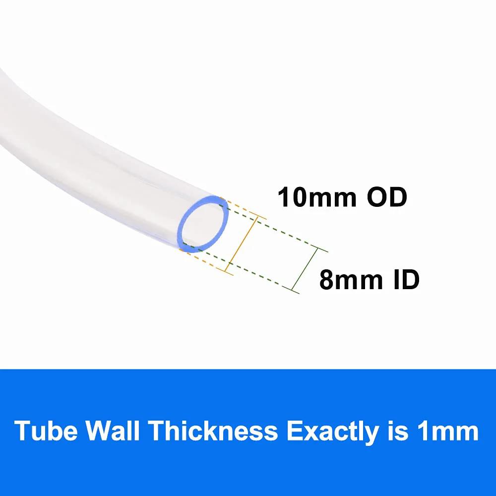 Clear PVC Vinyl Tubing 8mm ID By 10mm OD Flexible Lightweight Hose 3.3 Ft BPA Free Oil Resistant for various uses