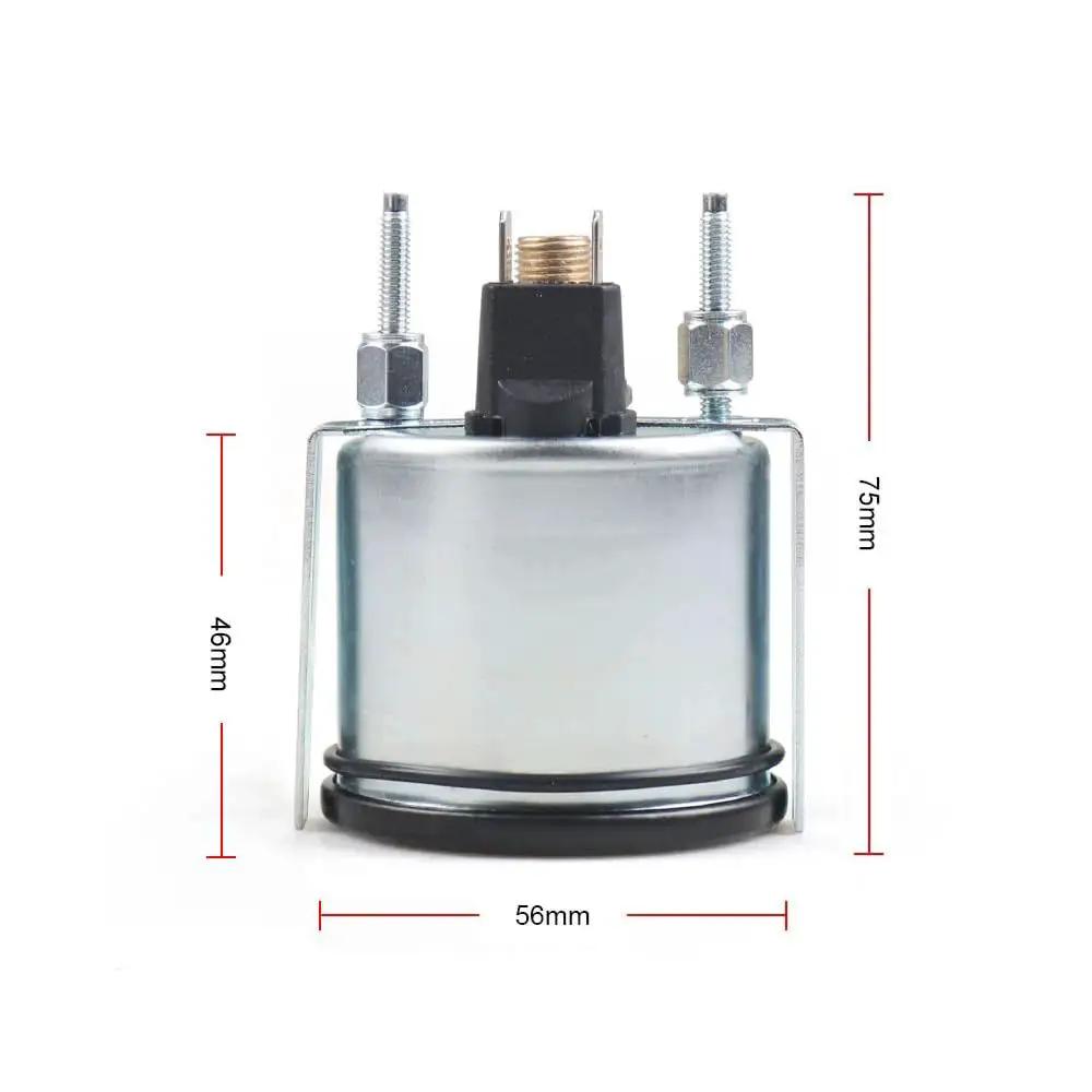 Rear view of 2 Inch Mechanical Oil Pressure Gauge With Yellow LED Dial Light For Cars Reads 0 To 10 Bar Or 0 To 150 PSI 52mm