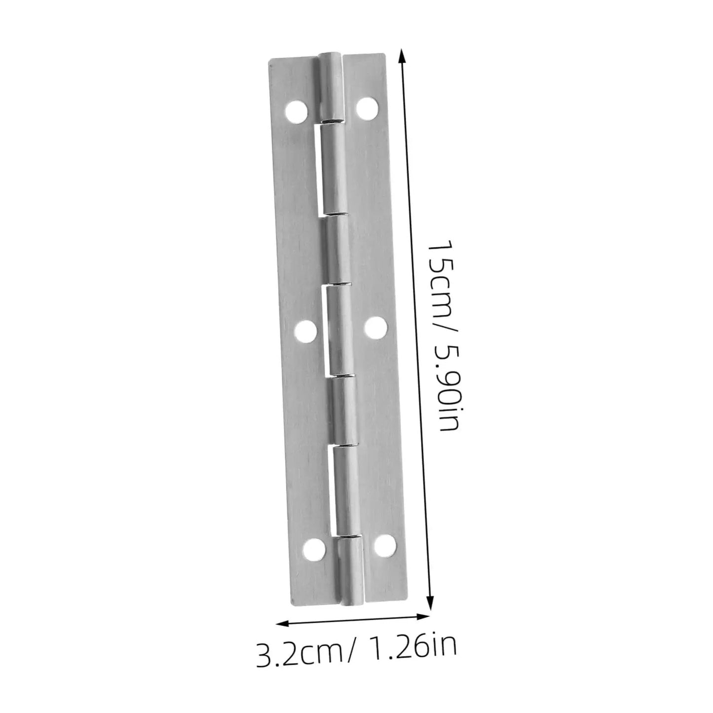 Side view of Stainless Steel Beefy Heavy Duty Piano Hinges Set Of 2 Continuous Hinge For Cabinets Doors And Boats 6 Inch Length