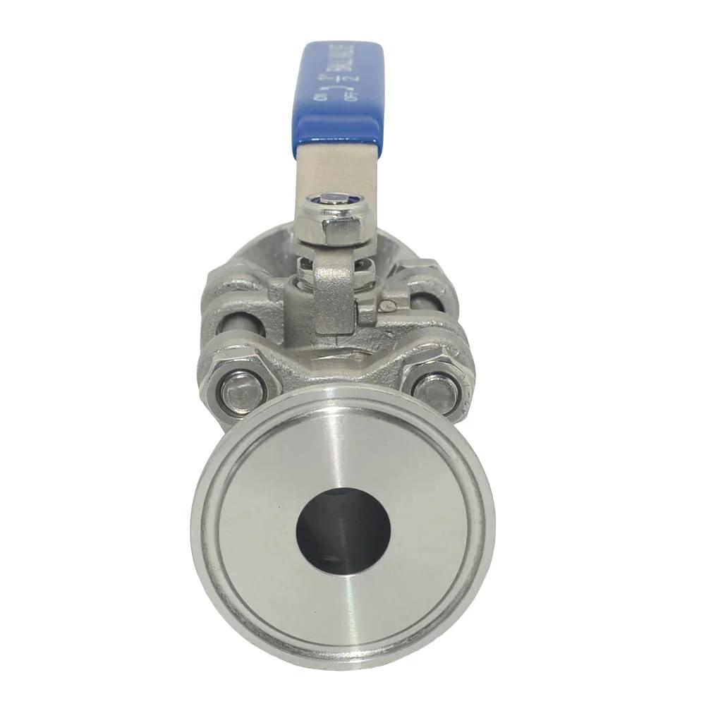 Sanitary 1/2 Inch Ball Valve Fits 1.5 Inch Tri Clamp Quick Clamp 2 Way Or 3 Piece 304 Stainless Steel Tube OD Connection