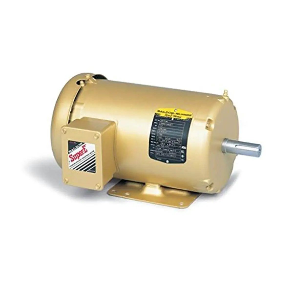 Single 15 HP 3-Phase TEFC AC Motor, General Purpose, 215T Frame, 3,500 RPM side view with label, energy-saving design