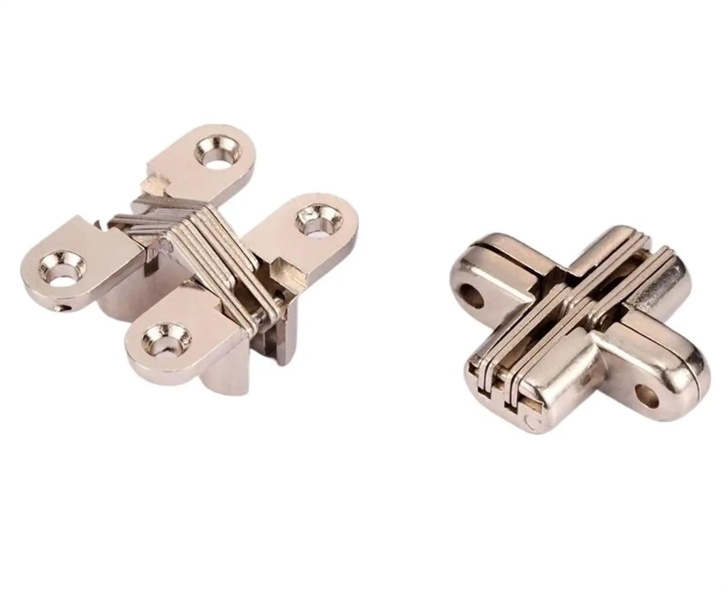 Hidden Concealed Cross Hinge Bearing 180 Degree Hinges Set For Boxes Windows Cabinets And Furniture Projects Silver Finish