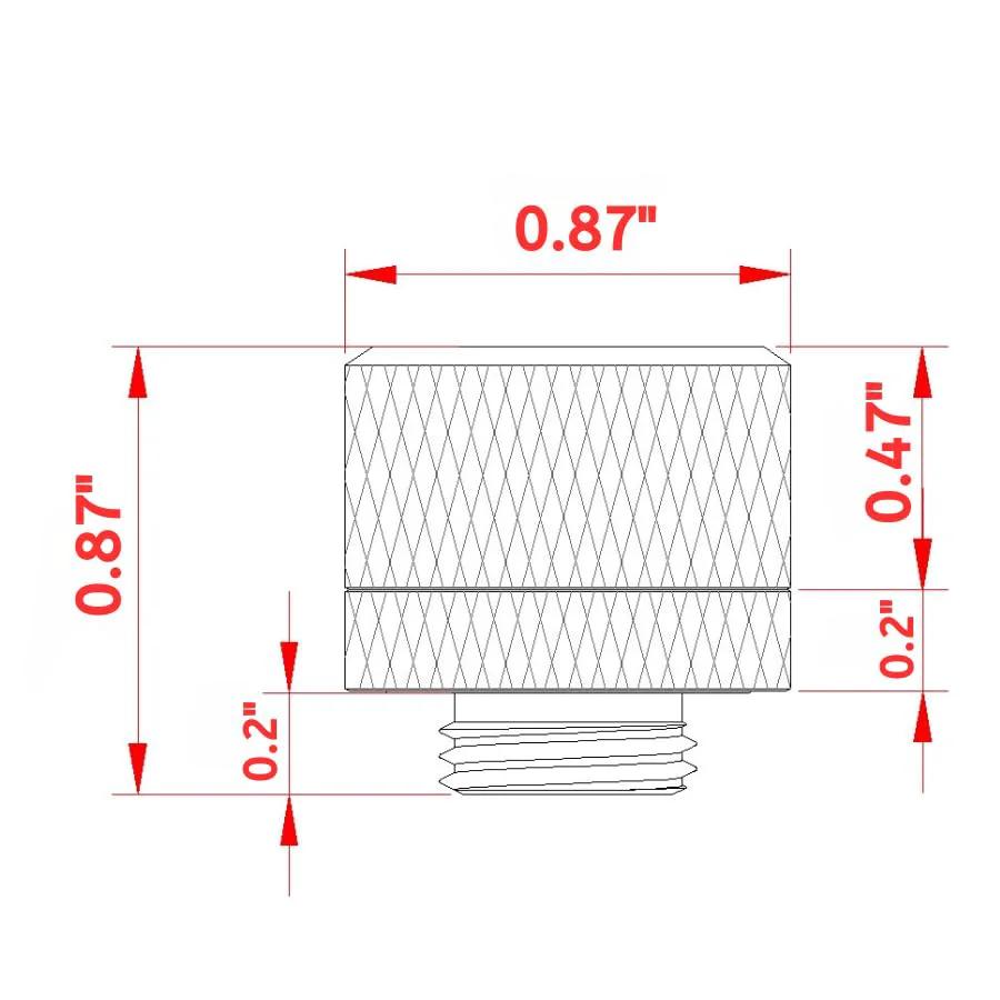 Diagram of Six Pack G1/4 Thread To 14mm Outer Diameter Hard Tubing Compression Fittings with dimensions