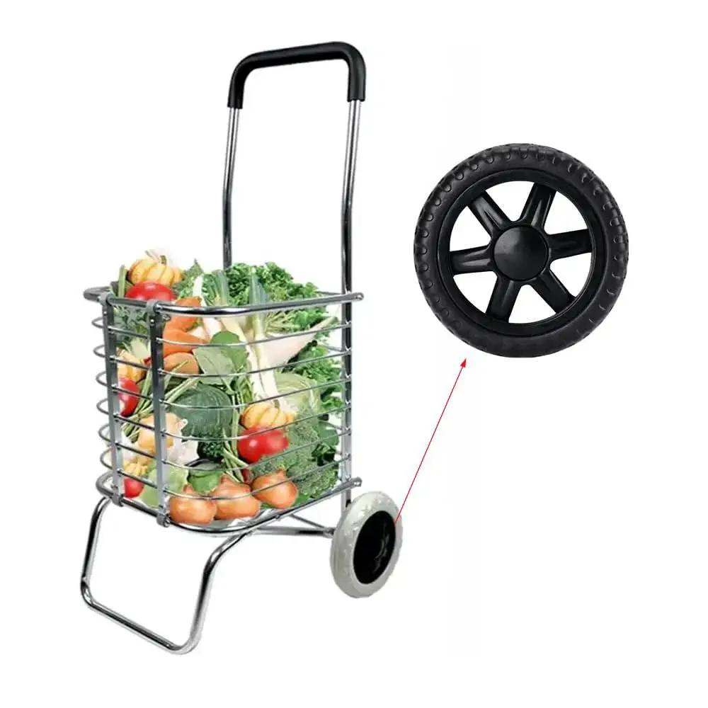 Two Pack 5 Inch Diameter Rubber Foam Shopping Cart Wheels Replacement For Grocery Carts Folding Trolleys Rolling Bags