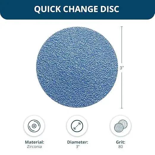 3 Inch Quick Change Zirconia Sanding Discs For Drill And Die Grinders, 80 Grit, Deburring Polishing Rust Removal, Metal And Paint Stripping Discs, 25 Pack For Fast Stock Removal And Finishing