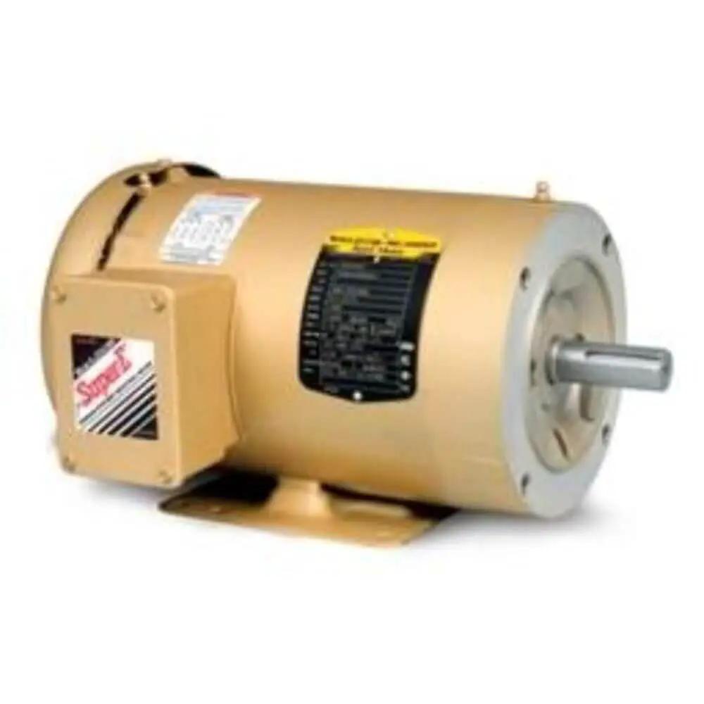 Side view of Single 3-Phase 5 HP 1750 RPM TEFC Electric Motor 184TC Frame C-Face/Foot Mount, 208-230/460 V, industrial model