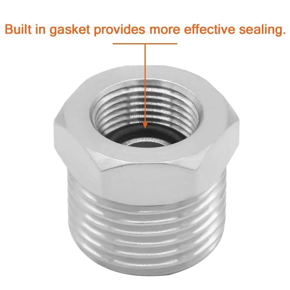 Brass Reducer Fittings One Half G Male To Three Eighths Compression Female Thread Bushing Nickel Plated Water Hose Adapter shown.