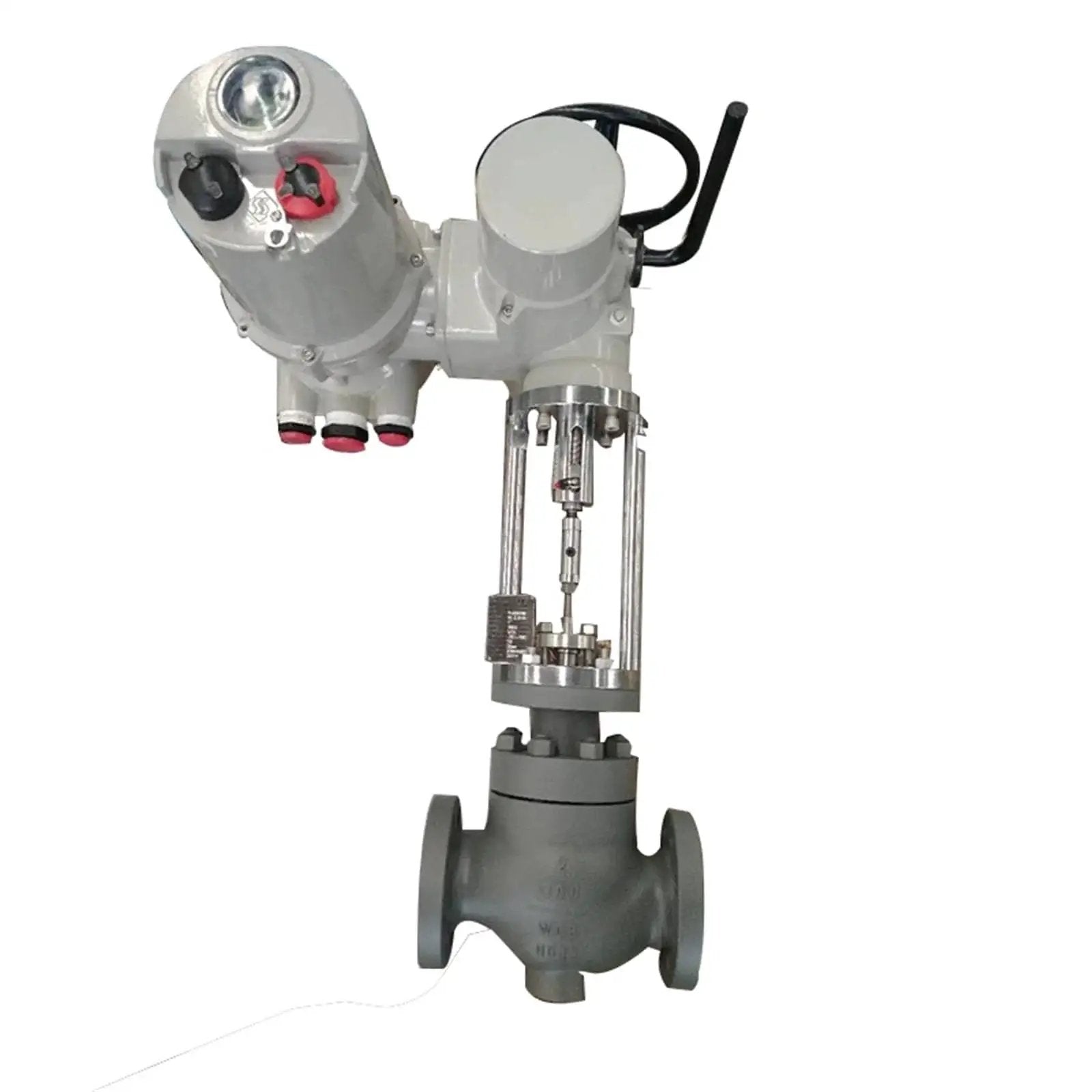 Cryogenic Flow Control Valve With Electric Actuators Regulator System for precise gas handling, high precision stainless steel assembly