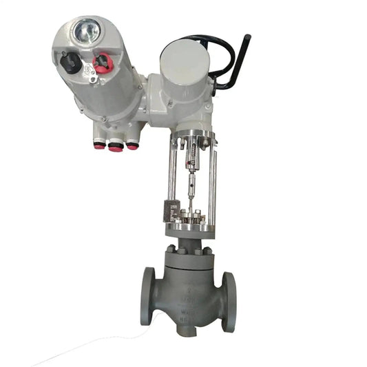 Cryogenic Flow Control Valve With Electric Actuators Regulator System for precise gas handling, high precision stainless steel assembly