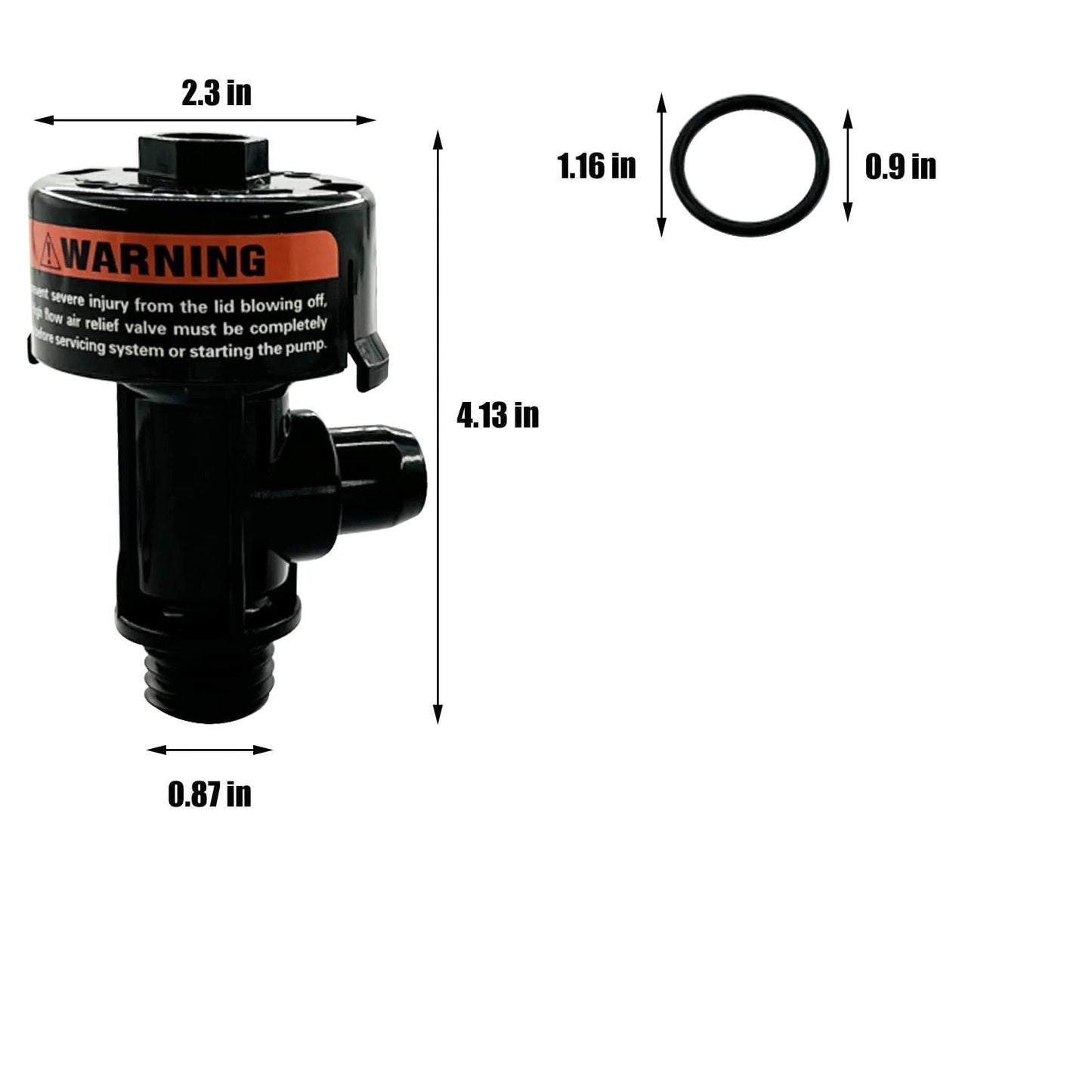 High Flow Manual Relief Valve Air Relief Valve Assembly Replacement For Pool And Spa Filters with O-ring, black valve