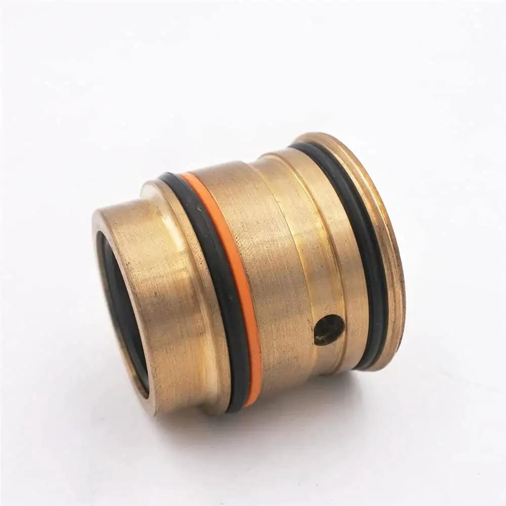 Hydraulic Cartridge No 05130091 Replacement Spare Part for Waterjet Cutting Machines, shown from side view, brass material with seals