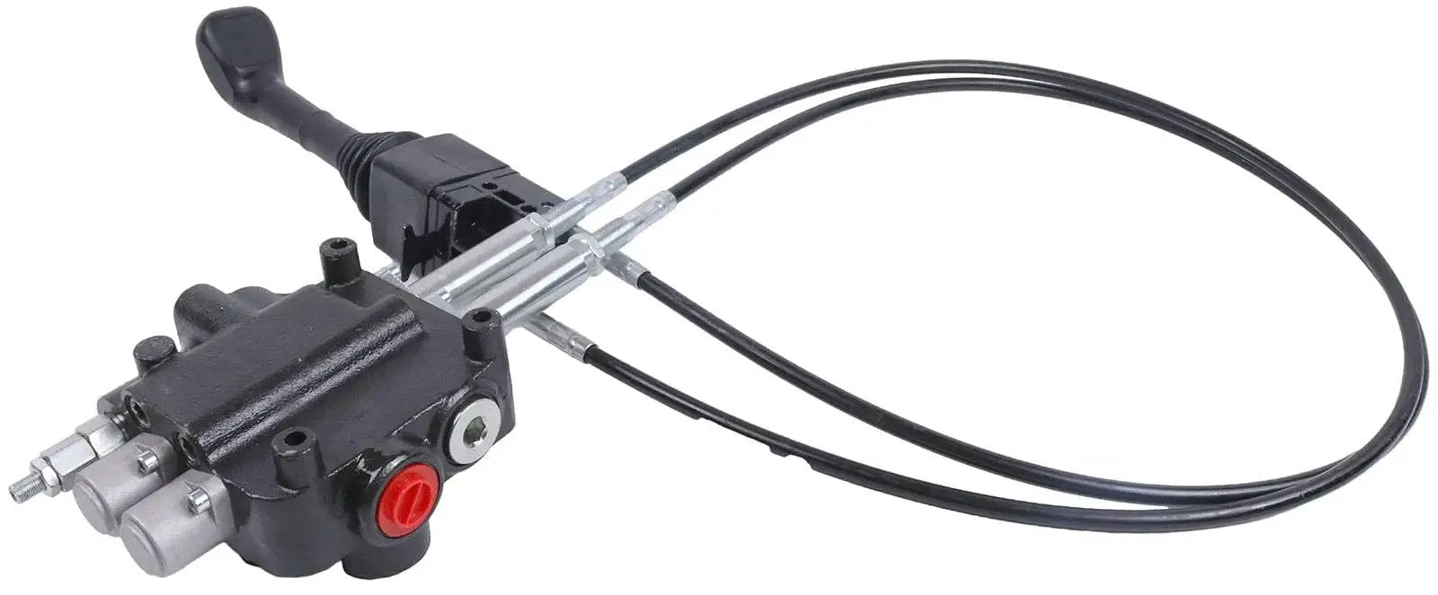 Close-up of Two Spool Hydraulic Control Valve Kit with Cable Remote Joysticks for 21 GPM Flow 80 LPM Model P80 by Solarhome
