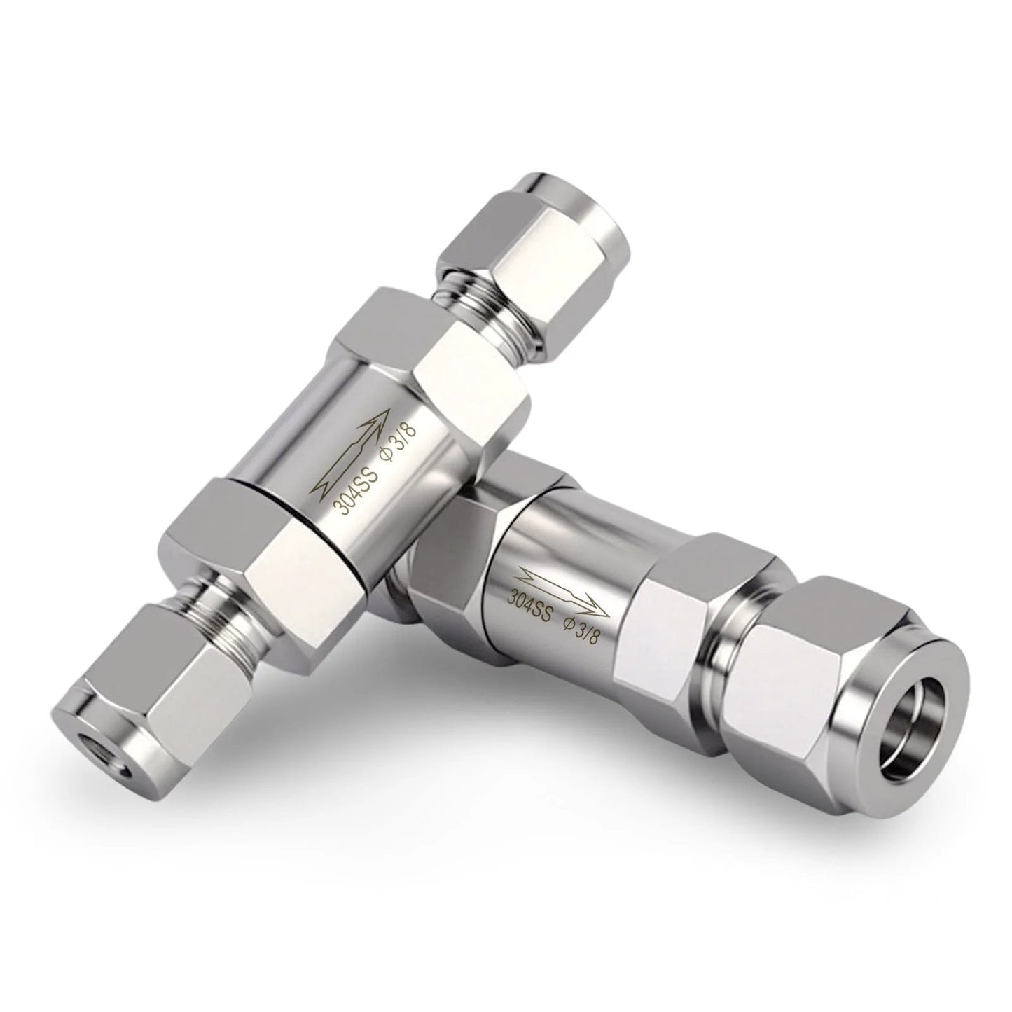 Premium Heavy Duty 304 Stainless Steel Compression Check Valve For Water Oil Gas Three Eighths Inch OD One Way Backflow Prevention Non Return Valve 1 Pack Goldpea