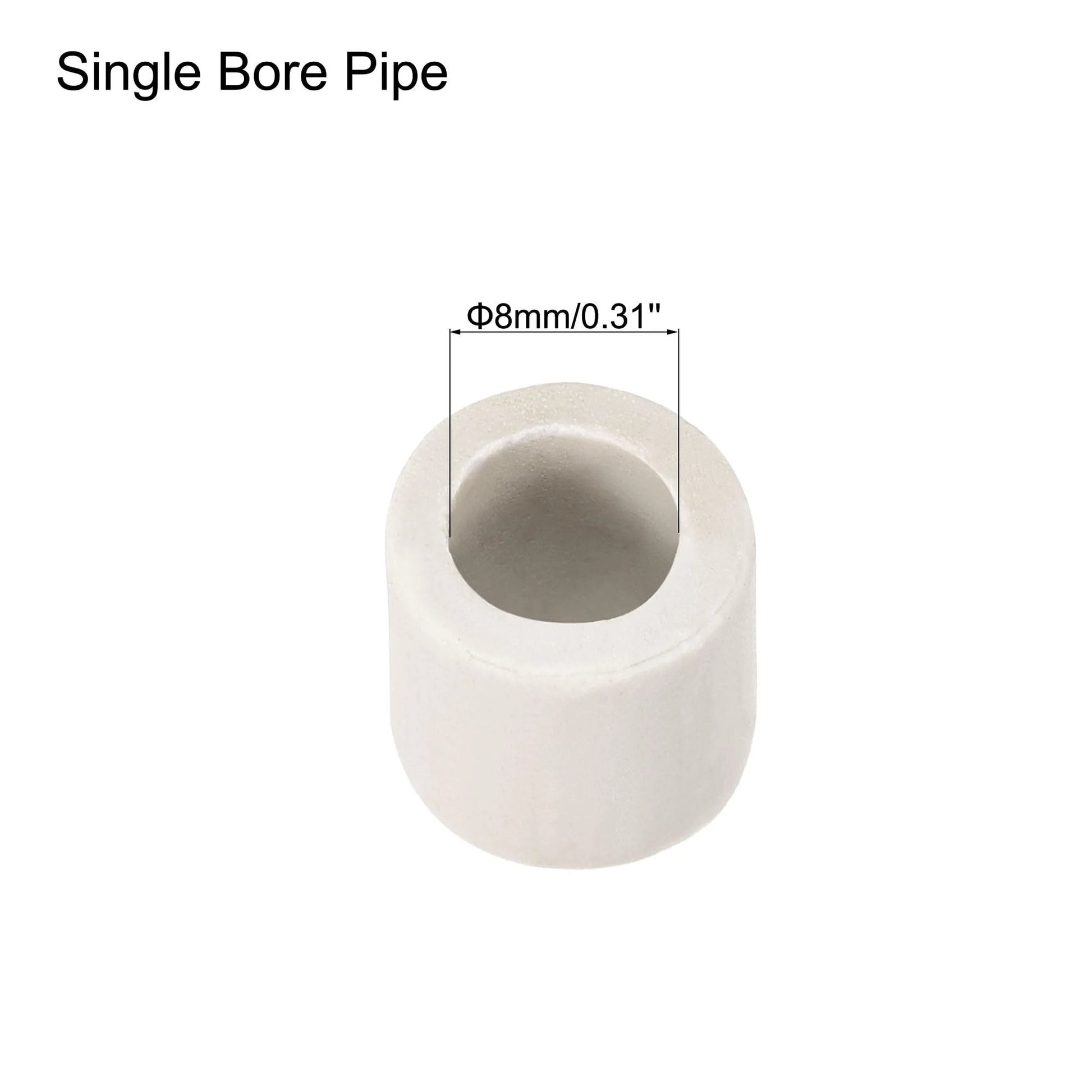 High Temp Ceramic Tube Insulated Wire Bundle 20Pc Set, 8Mm Bore, single bore ceramic pipe for electronics heat shielding.