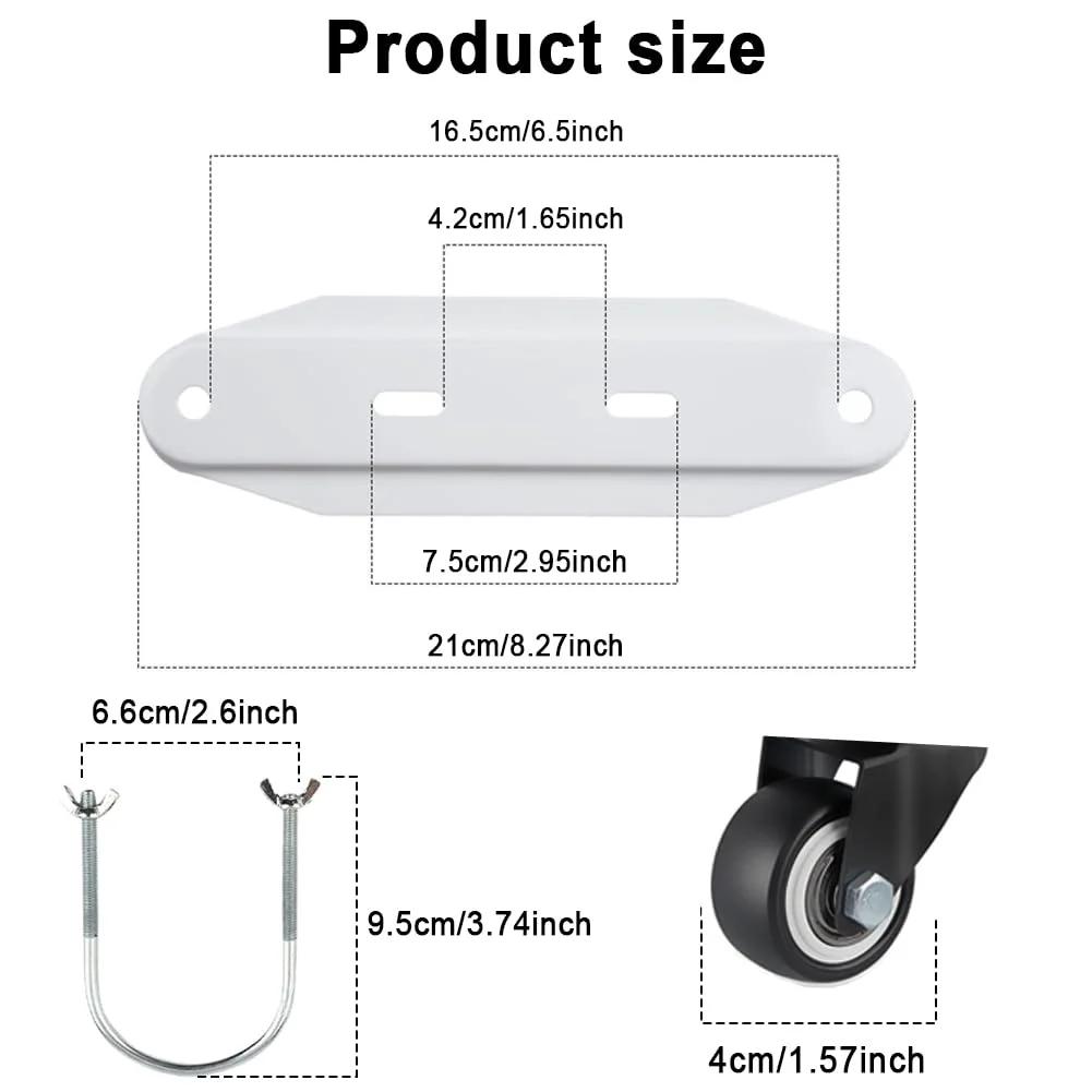 Mobile Pulley Holder For Oil Filled Radiator And Electric Heater Frame showing size dimensions and caster wheel.