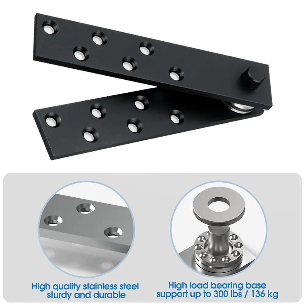 Hidden Door Hinge Set 360 Degree Stainless Steel Pivot Hinge Heavy Duty Up To 300 Lbs Load Bearing Black Finish