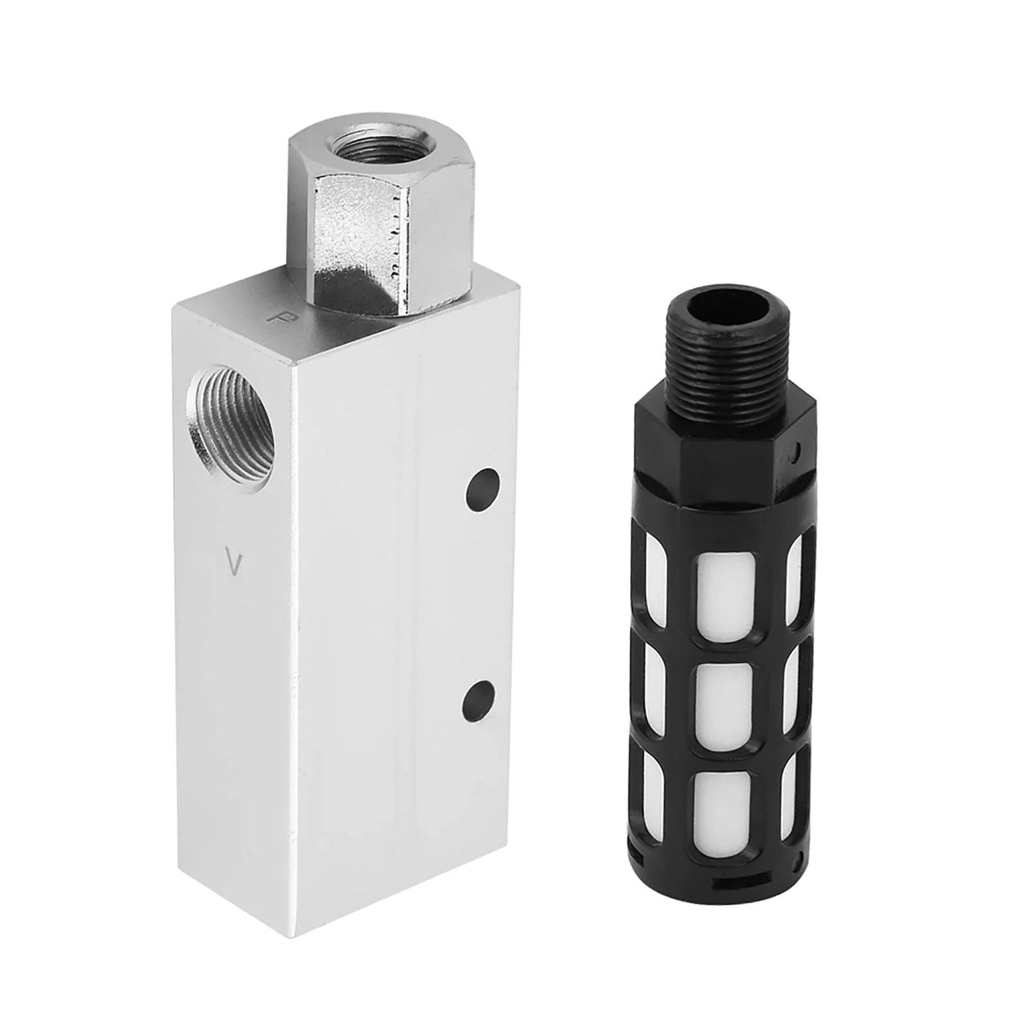 CV-20HS Vacuum Generator Pneumatic Exhaust Air Ejector With Silencer, aluminum alloy body, precision threads, easy install