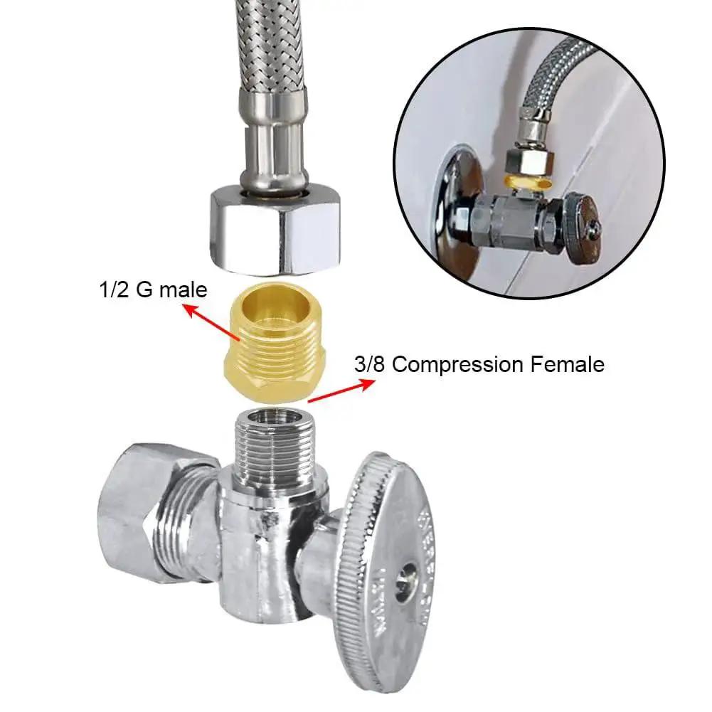 Diagram of Brass 1/2 G Male To 3/8 Compression Female Thread Bushing Pipe Fitting For Faucets And Hoses connection setup