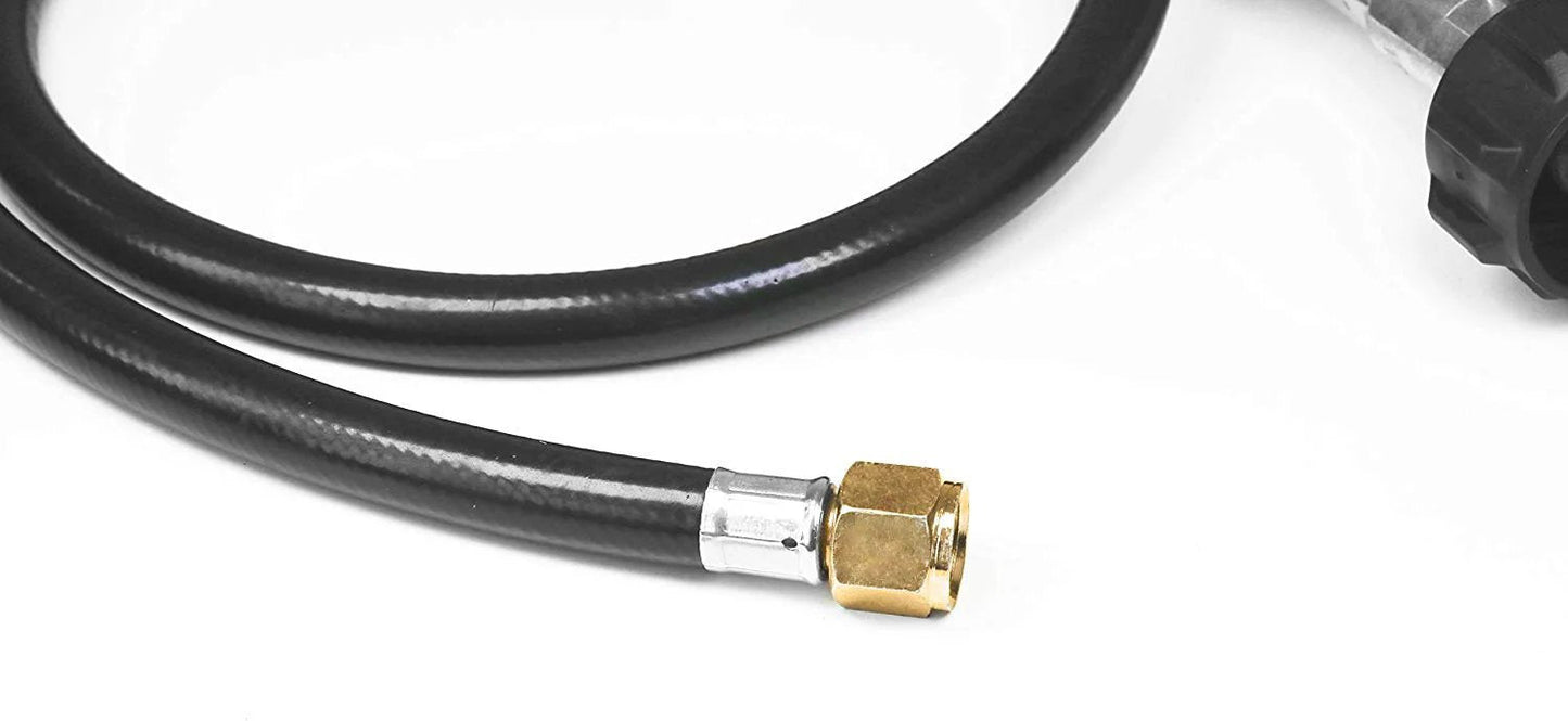 Adjustable 0-20 PSI Propane Regulator With 5 Foot Hose For Grills, Campers And Outdoor Cooking Fits QCC1 Type1 Tanks 3/8 Inch Flare M X 1/8 MNPT Fittings