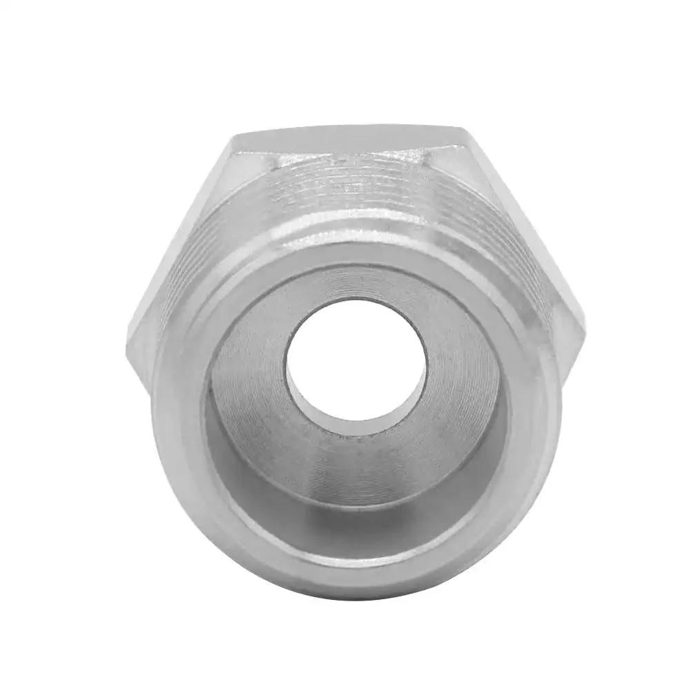 Brass Reducer Fittings One Half G Male To Three Eighths Compression Female Thread Bushing Nickel Plated Water Hose Adapter Front View