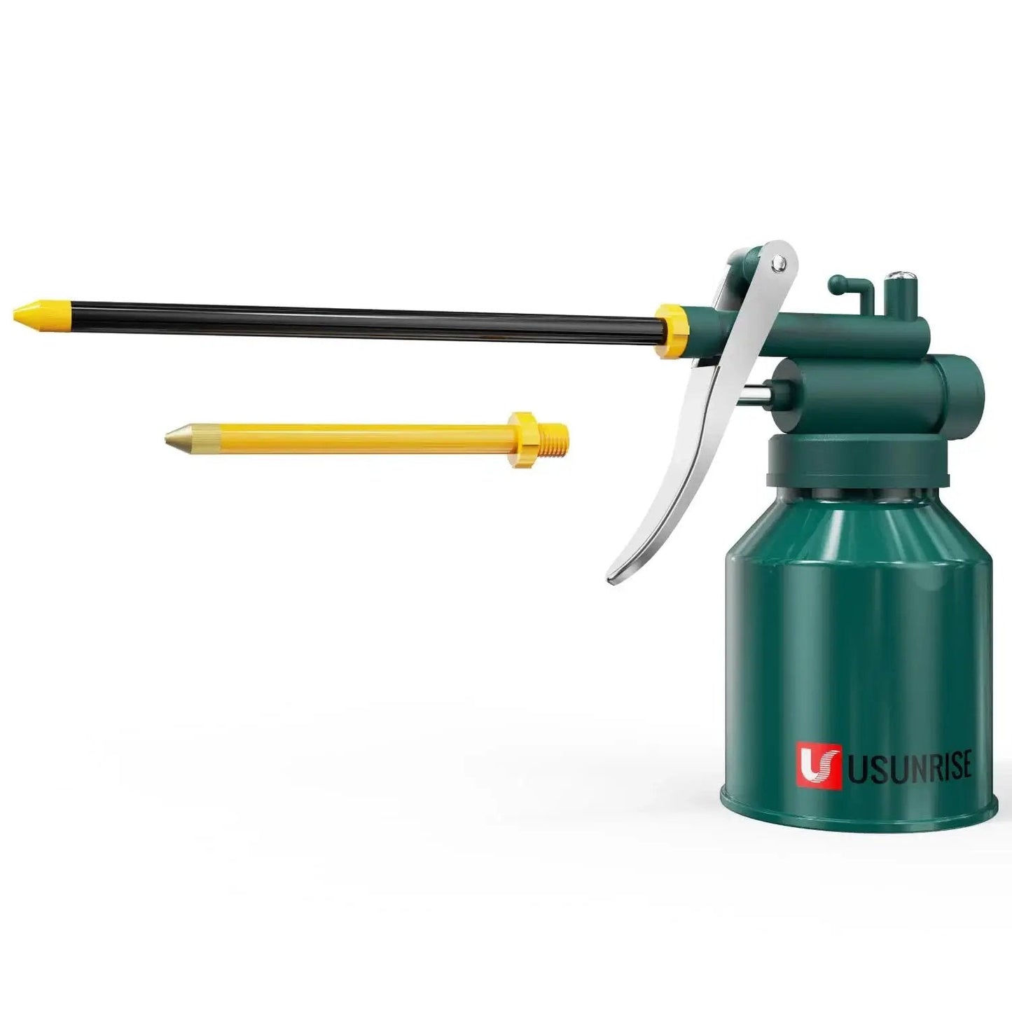 Garage Ready Dual Spout Oiler Can 8oz Green Metal Pump With Flexible And Straight Spouts For Precision Lubrication On Tools Machinery
