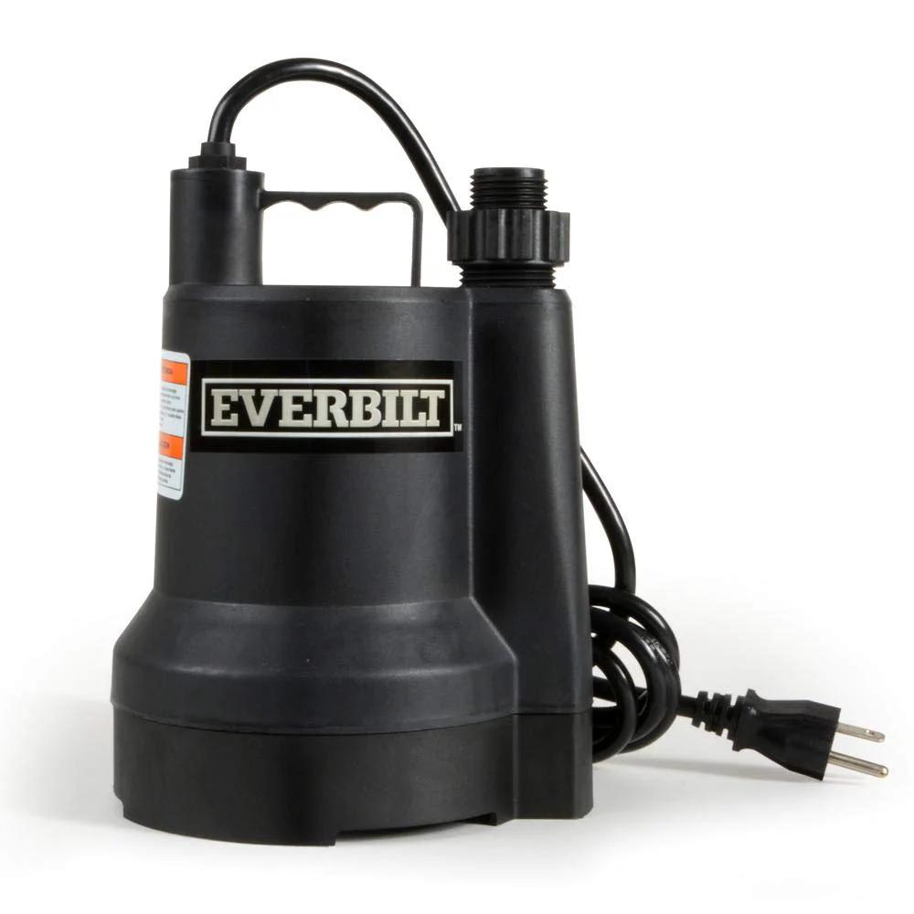 Refurbished One Sixth Horsepower Plastic Utility Pump For Home Drainage And Water Transfer Durable Everbilt SUP54 HD Model Tested And Certified To Look And Work Like New Includes Basic Accessories And Repackaged For Quick Setup