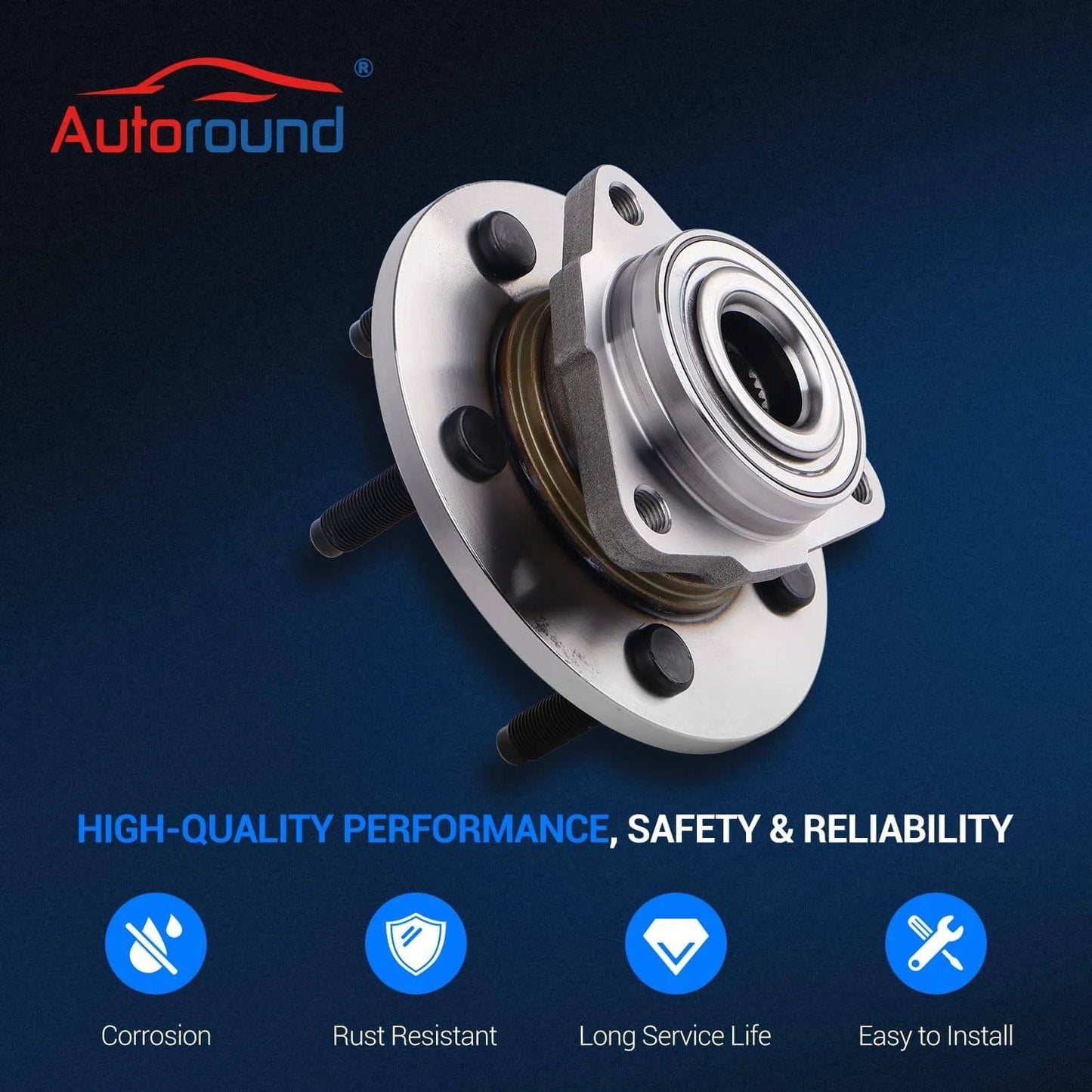 515072 Front Wheel Hub and Bearing Assembly for Dodge Ram 1500 2002 to 2008, Non ABS 5 Lug OE Replacement Hub, product display.