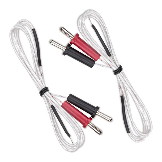 K Type Thermocouple Probes With Mini Connector 2 Pack For Multimeters And Temperature Meters -50C To 350C Range Waterproof Insulated Fiberglass Probes High Accuracy Temp Sensing By ZORZA, white cables with red and black plugs