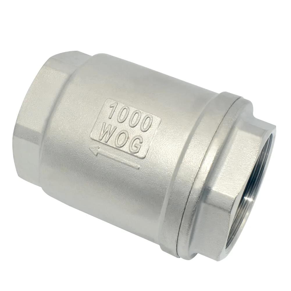 2 Inch NPT In Line Check Valve With Low Cracking Pressure 4.5 Psi And 1000 Psi Max For Water Oil And Gas Megairon Heavy Duty Stainless Steel SS316 CF8M With Female NPT Ports