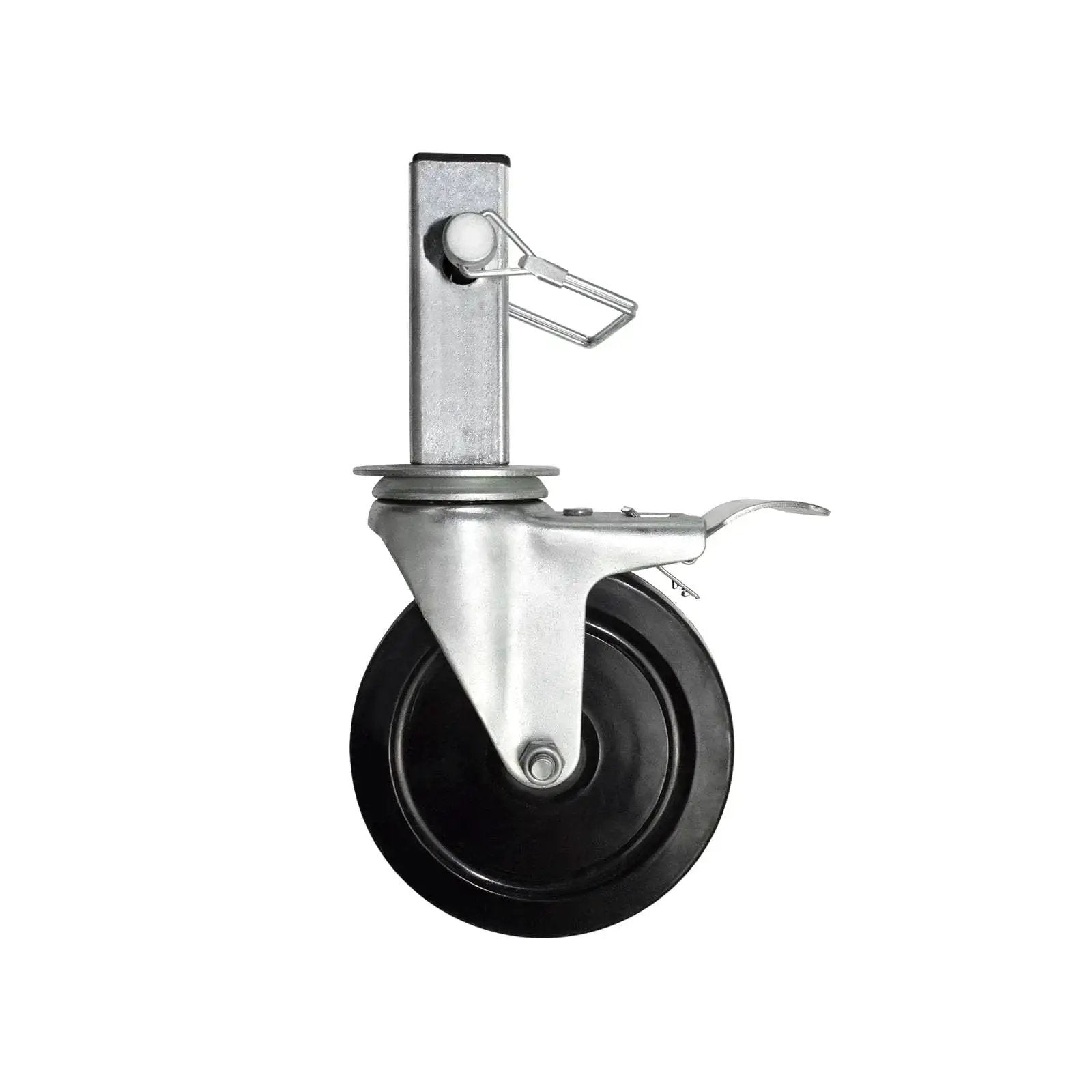 5 Inch Scaffolding Caster Set Of 4 With Heavy Duty Baker Wheels Dual Locking Brakes And Rubber Tires One And A Quarter Inch Square Stem Replacement