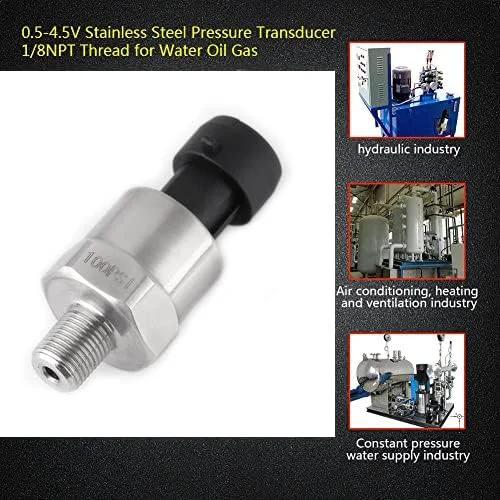 High Accuracy 100 Psi Pressure Transducer Sensor in 316 Stainless Steel with One Eighth Inch NPT Thread for multiple industries.