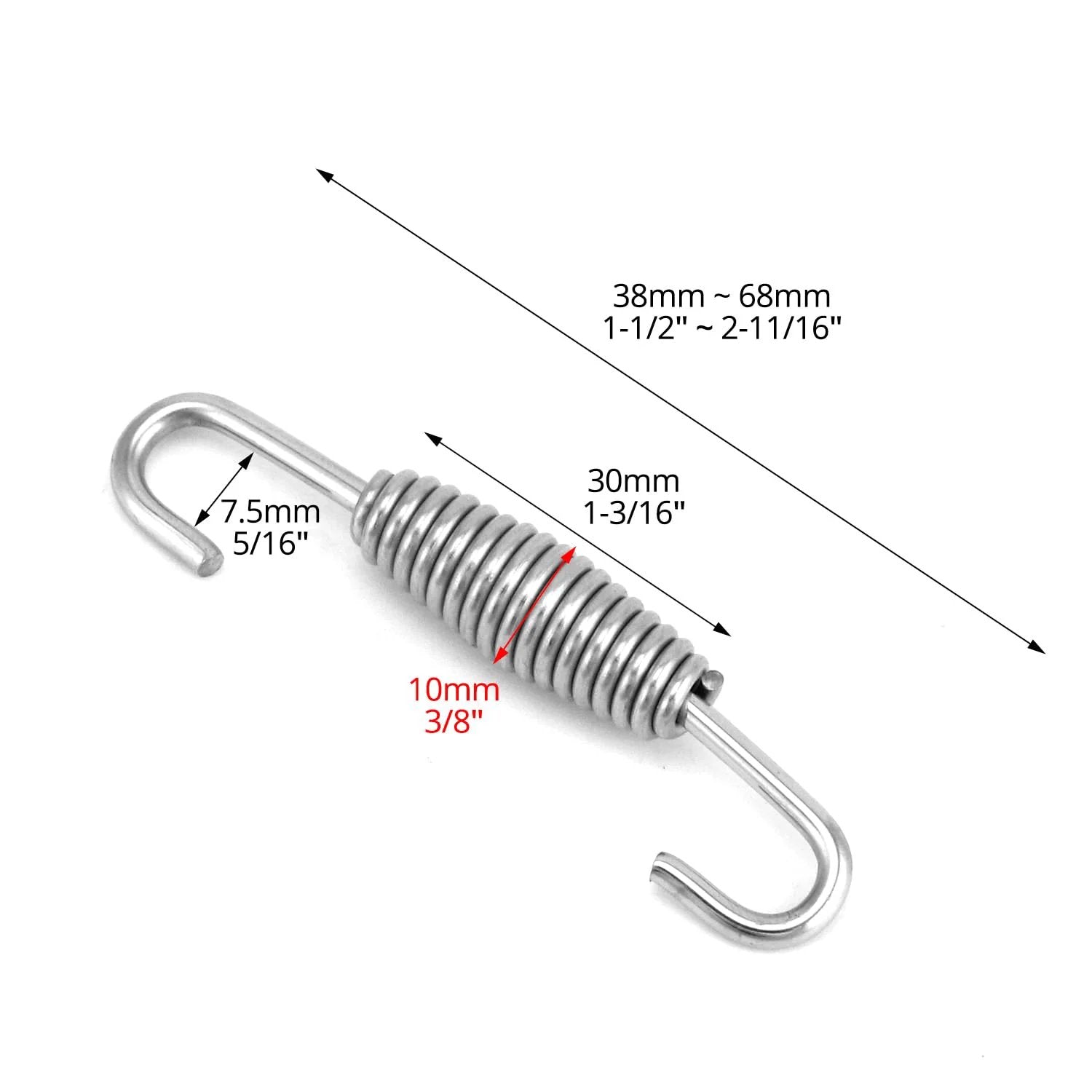 Premium Stainless Steel Motorcycle Exhaust Springs 8 Pack With Swivel Hook Design Anti Binding 68mm 2.68 Inch