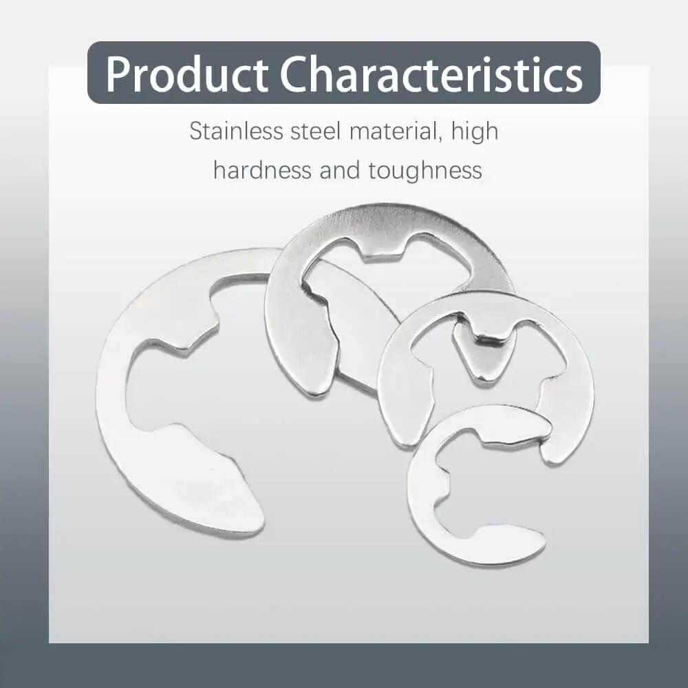 External Retaining Rings Set 120 Pcs Stainless Steel 304 E Clips Circlips Snap Rings Assortment Kit With 10 Sizes