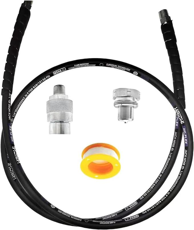 Heavy Duty 6.6 Ft Hydraulic Hose Assembly 1/4 Inch ID, 10,000 PSI Max, 3/8 Inch NPT Thread with Swivel Coupler