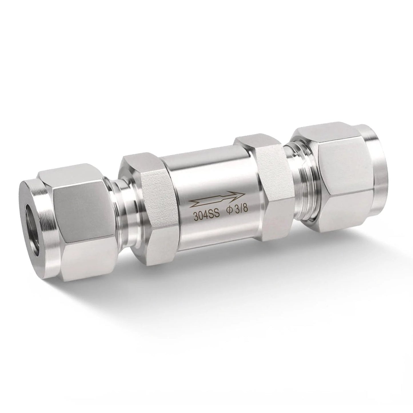 Premium Heavy Duty 304 Stainless Steel Compression Check Valve For Water Oil Gas Three Eighths Inch OD One Way Backflow Prevention Non Return Valve 1 Pack Goldpea