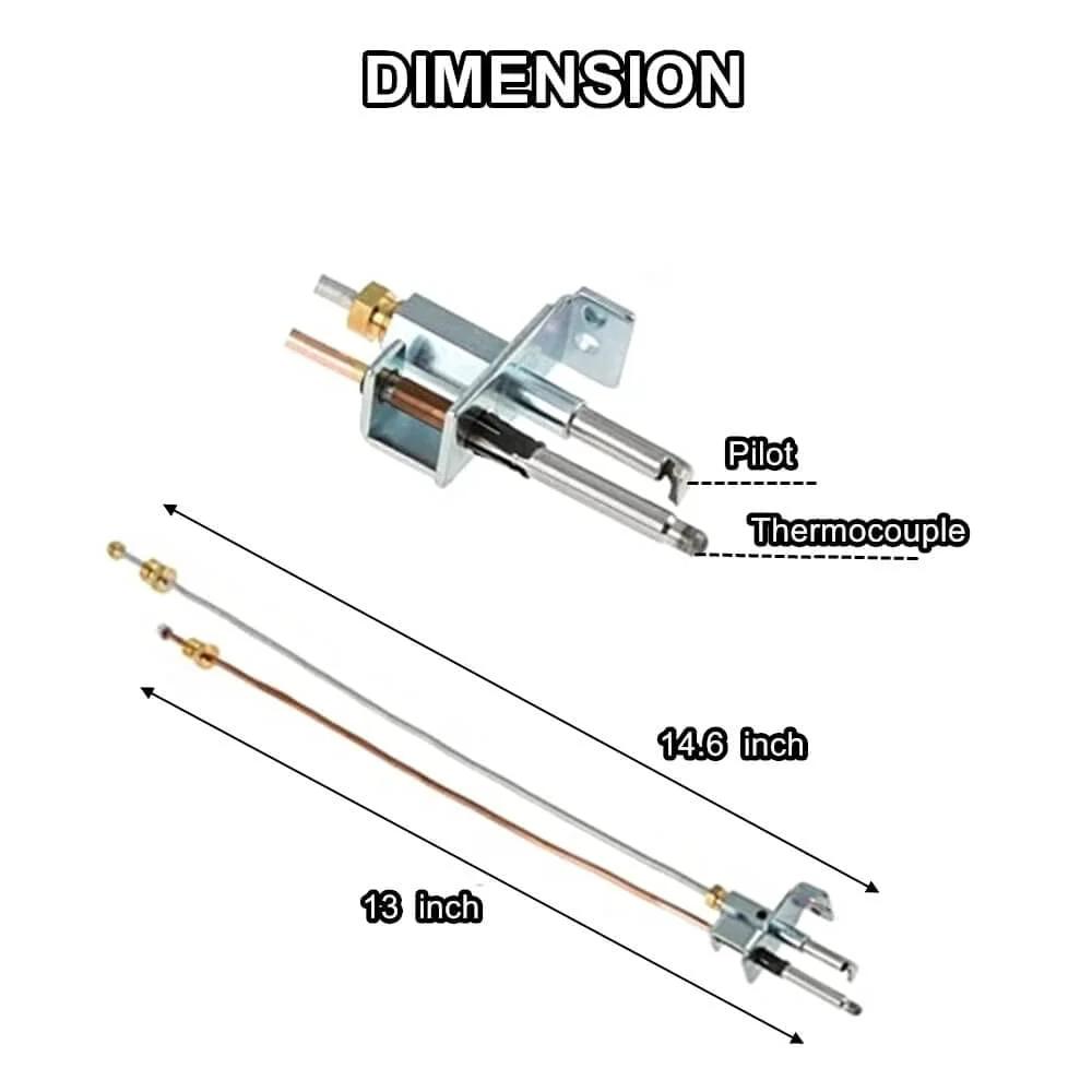Water Heater Pilot Assembly With Thermocouple Kit For RV Propane Gas Heaters Replacement Atwood 91603 91214 dimensions