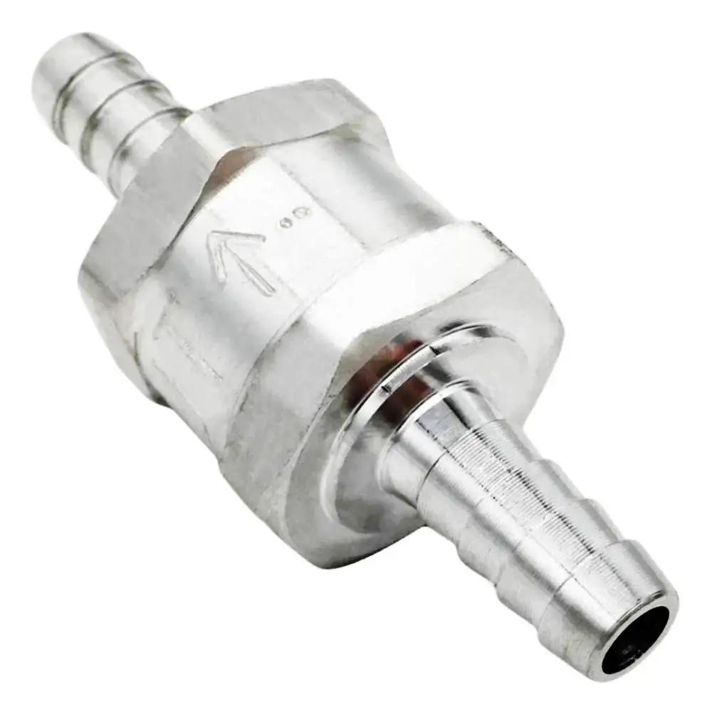 8mm ID Fuel Non Return One Way Check Valve For Gasoline Diesel Oil And Water Aluminum Alloy Auto Accessory Durable High Temperature Design Perfect For Fuel Lines Long Lasting Convenience 12 Month Warranty, close-up view.