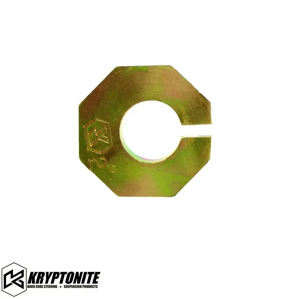 Two Degree Caster Shim Set For Ford F Series Super Duty Trucks 2005 To 2022 And Excursion 2000 To 2005 Gold Zinc Finish Shim
