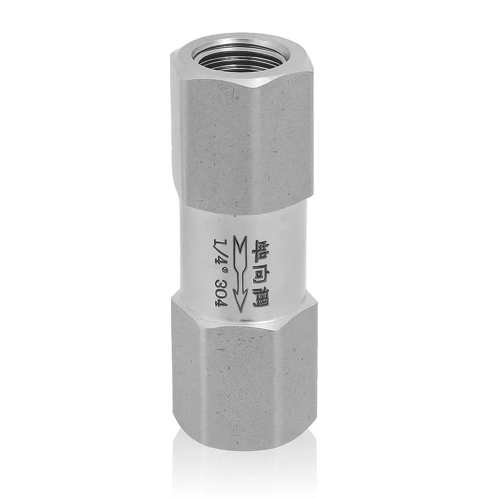 Stainless Steel Air Check Valve One Way Valve For High Temperature And High Pressure With Female Thread Hex Connection One Quarter Inch Advanced Rugged Industrial Grade Durable Sealing For Harsh Environments Oumefar