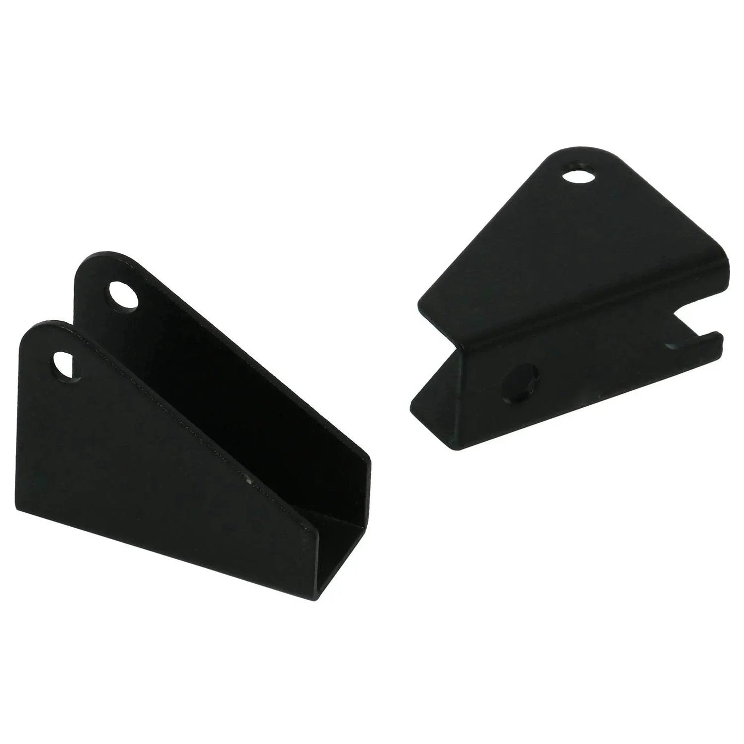 Two Pack Black Heavy Duty Steel Mounting Brackets For Linear Actuators With 6mm Holes And About 20mm Spacing Iron Steel Rust Resistant 350 Lb Load Capacity Fits Most Actuators, front view
