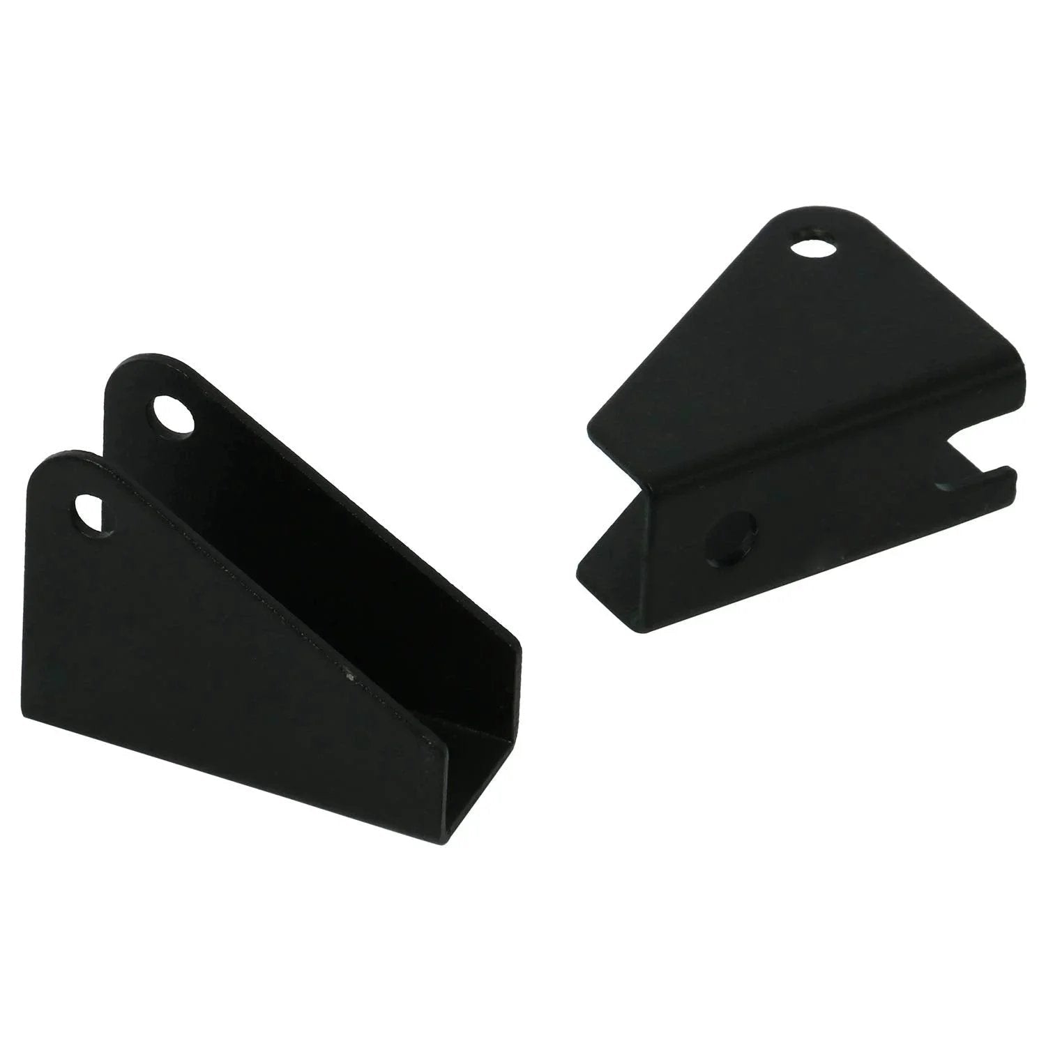 Two Pack Black Heavy Duty Steel Mounting Brackets For Linear Actuators With 6mm Holes And About 20mm Spacing Iron Steel Rust Resistant 350 Lb Load Capacity Fits Most Actuators, front view