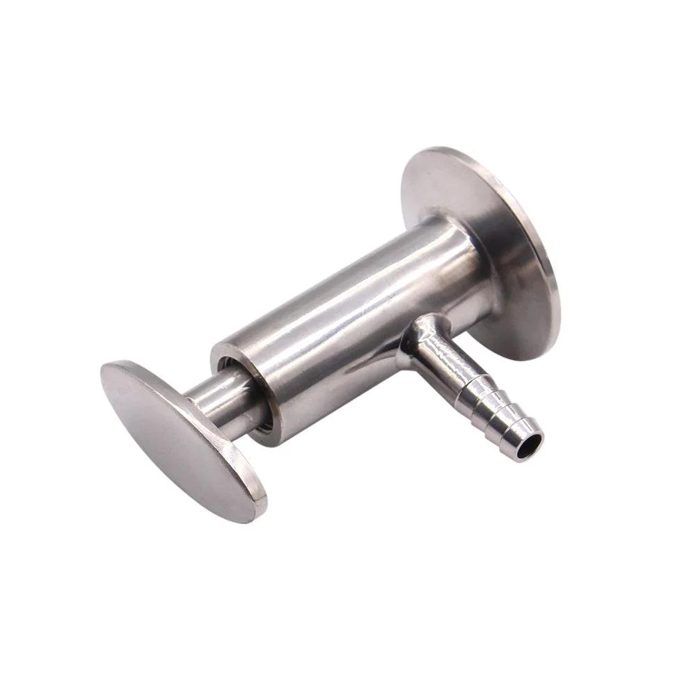 Sanitary Sample Valve One Point Five Inch Tri Clamp Ferrule With Elliptic Handle 10mm Hose Barb Outlet Stainless Steel 304