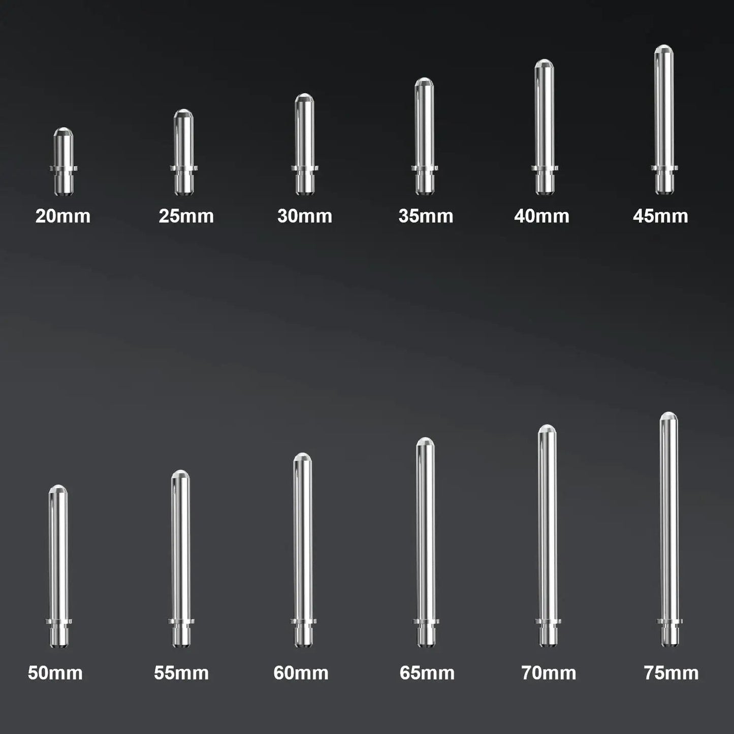 Pro Grade Bore Gauge Set 2 To 6 Inch Range With 0.001 Inch Accuracy For Engine Cylinders, showing size variations from 20mm to 75mm