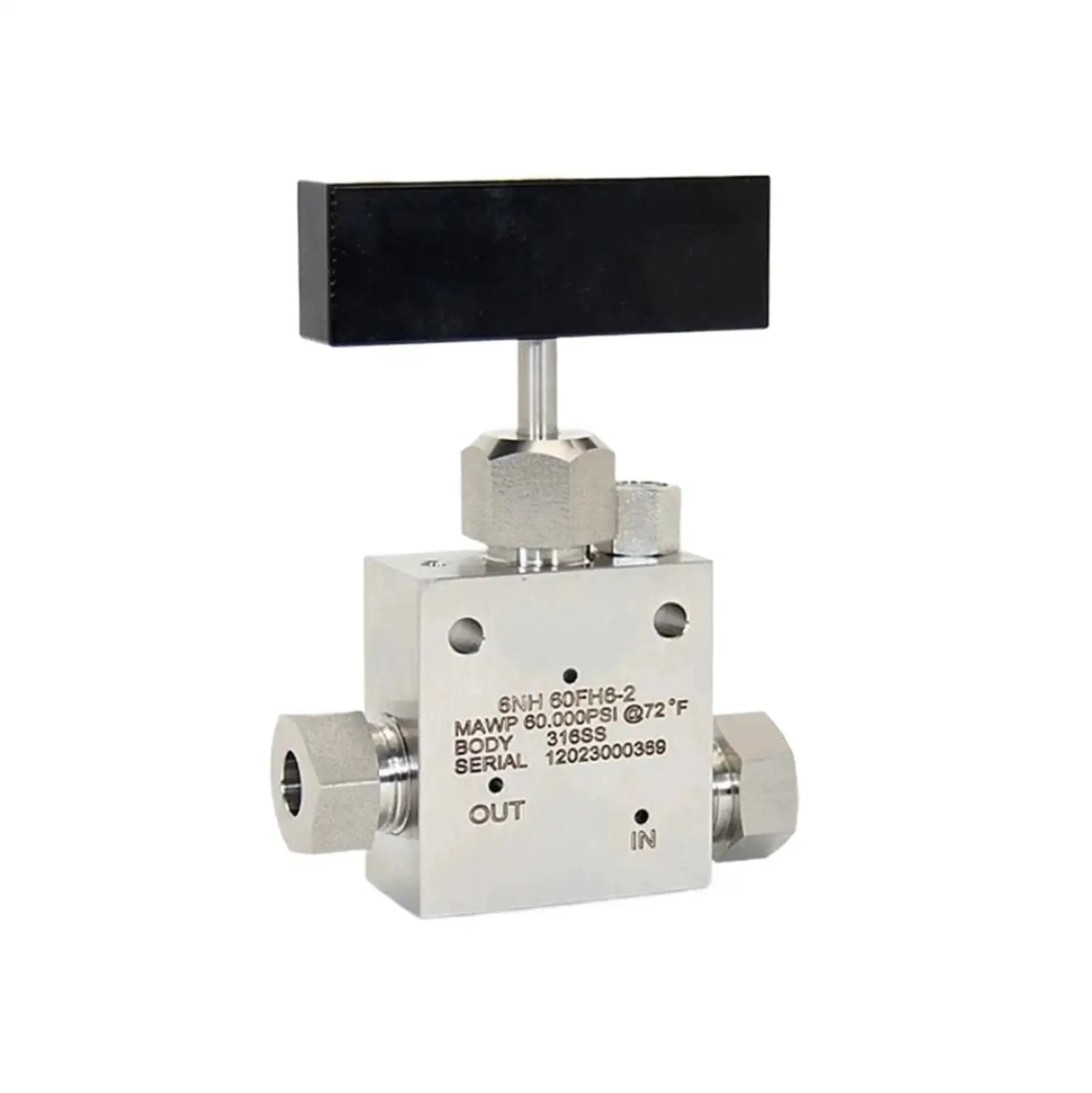 Ultra High Pressure Stainless Steel Needle Valve 316 Model 6NH 60FH6 2 for precise flow control with leakproof threaded connection