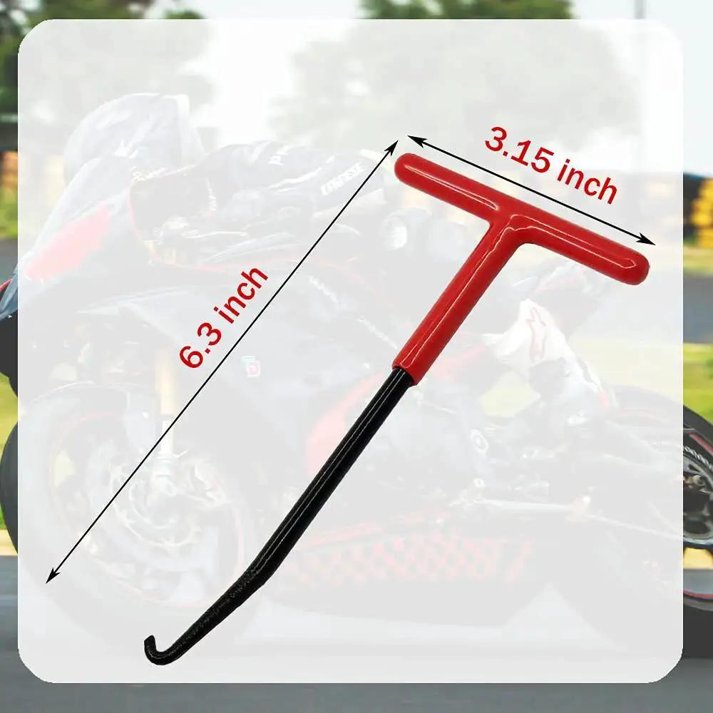 Exhaust Spring Hook T Shaped Handle For Motorcycle Rubber Coated Set Of 2, T handle red grip, 6.3 x 3.15 inches shown
