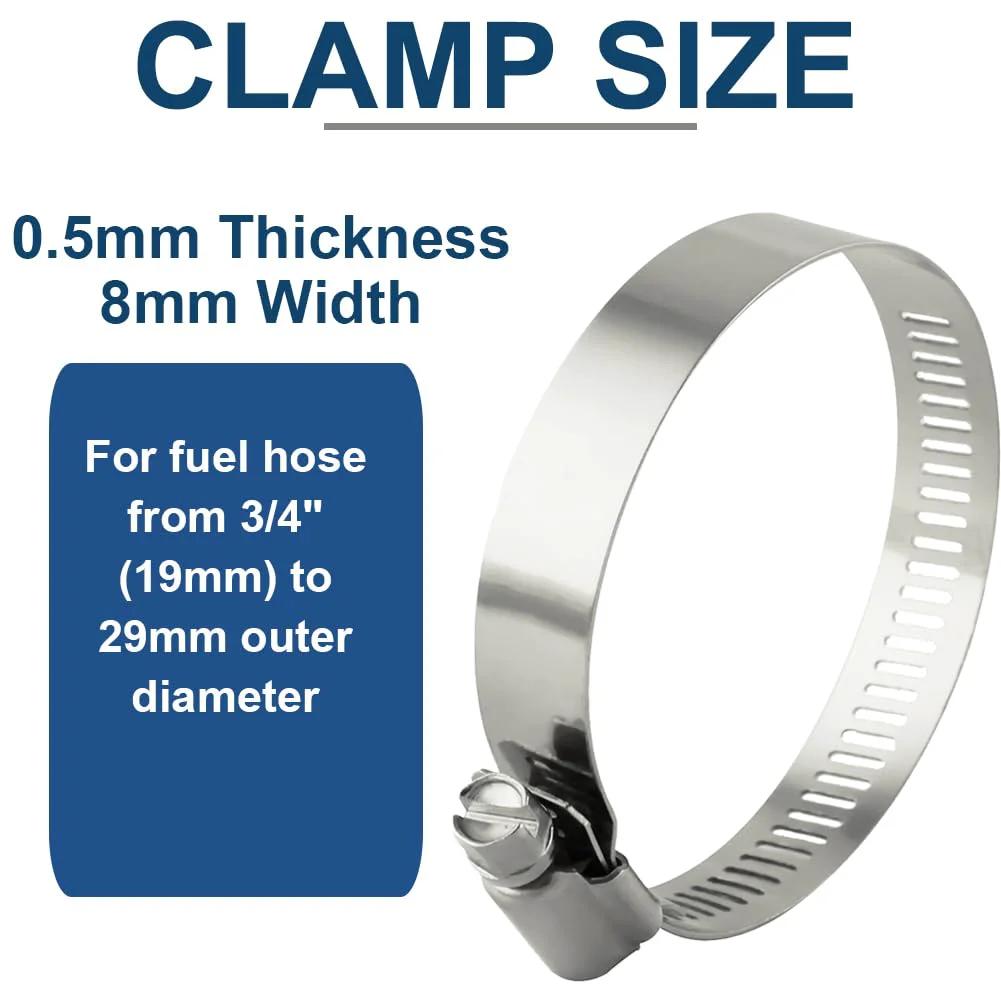 Clamp size for Five Eighths Transmission Hose For Fuel And Oil Systems High Pressure Injection And Cooler Line With Ten Clamps