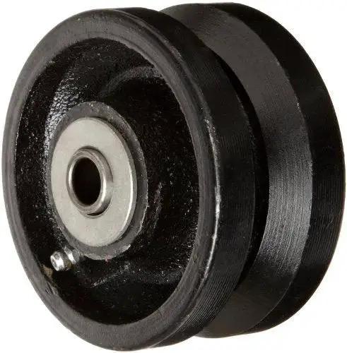 Heavy Duty Cast Iron V Groove Caster Wheels 4 Inch Diameter And 2 Inch Width With Straight Roller Bearings 800 Pound Capacity