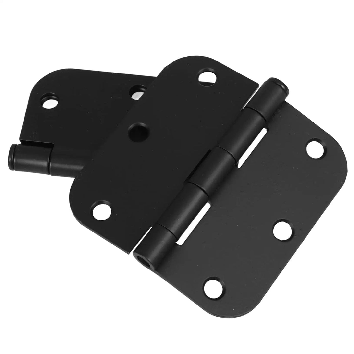 Heavy Duty Iron Door Hinges 2 Pack With Rounded Corner Design for Cabinets and Outdoor Gates, black iron hinges in set