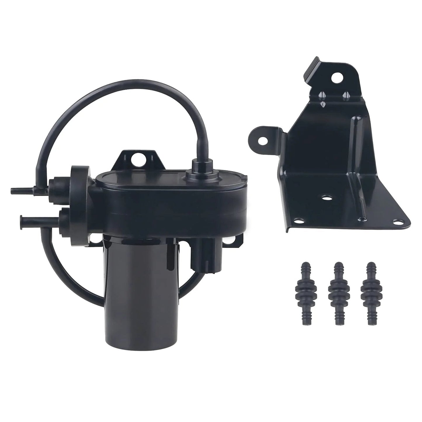 Electric Vacuum Pump Replacement For Ford F250 F350 F450 F550 Super Duty Trucks Excursion E350 E450 And Dodge Ram 2500 3500 2000s To 2010 Direct Fit OEM Style Plug And Play Replaces 904214 6C3Z2A451A shown with mounting bracket and screws