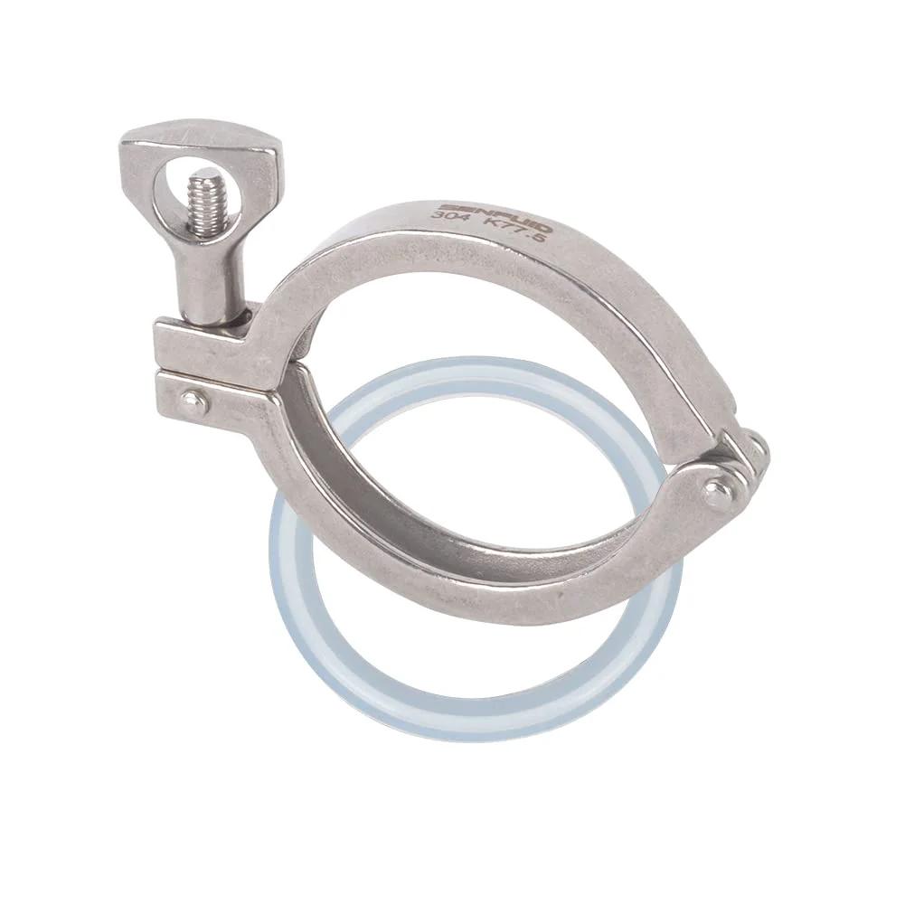 2.5 Inch Sanitary Tri Clamp Fitting Made From 304 Stainless Steel Clover Style Heavy Duty Clamp With Wing Nut Thumb Screw Fit For 76mm Flange OD Includes Multi Size Gasket Pack Of 1 For Home Brew Systems